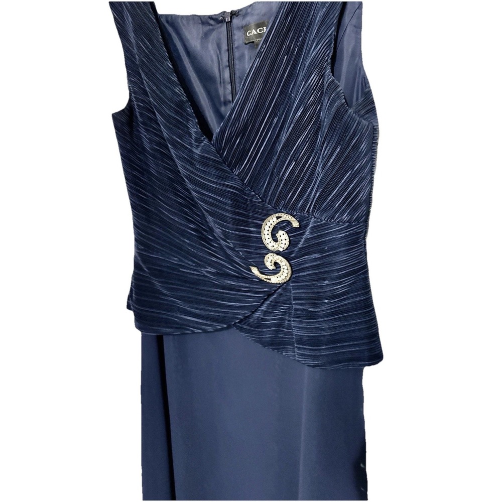 90s  Cachet  Formal Dress Womens 10 V Neck Sleeveless Rhinestone Pin Vintage